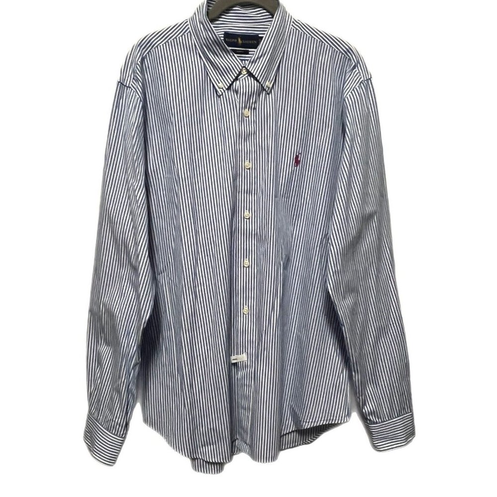 Ralph Lauren Blue Label Men's Large Slim Fit Blue Stripe Long Sleeve Button Down